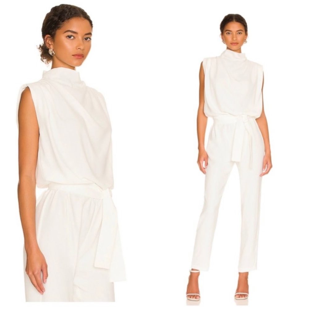 Amanda Uprichard X REVOLVE | NEW Fabienne Mock Neck Jumpsuit in Ivory Size S